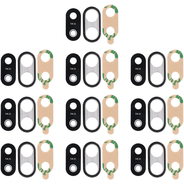 Replacement 10 PCS Back Camera Bezel with Lens Cover & Adhesive for Huawei P20 Lite (Black)