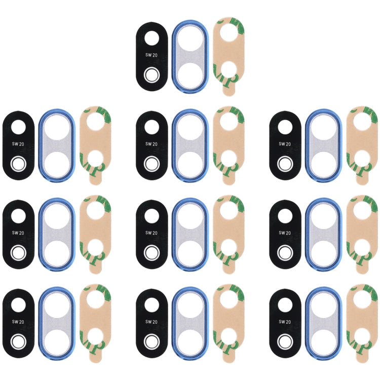 10-Piece Back Camera Bezel with Lens Cover & Adhesive for Huawei P20 Lite (Blue)