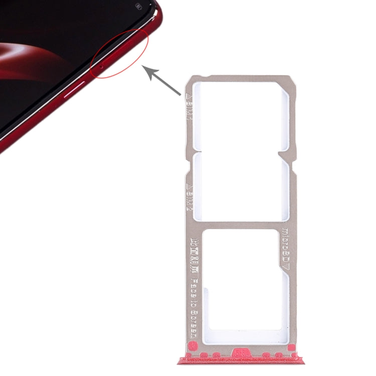 Dual SIM Card Tray + Micro SD Card Tray for OPPO A3 (Red)