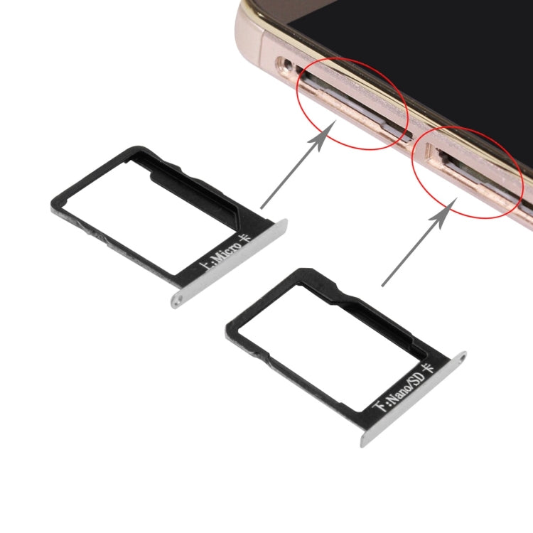 Silver SIM Card Tray and Micro SD Card Tray for Huawei Mate 7