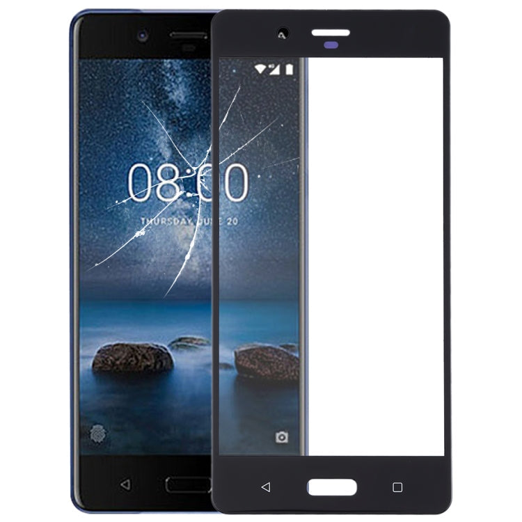 Replacement Front Screen Outer Glass Lens for Nokia 8 / N8 (Black)