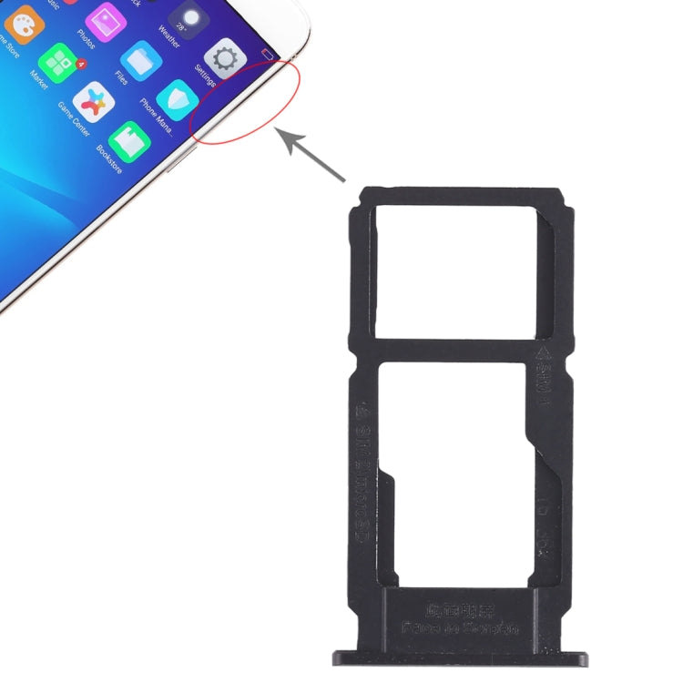 SIM Card Tray + Micro SD Card Tray Replacement for OPPO R11 (Black)
