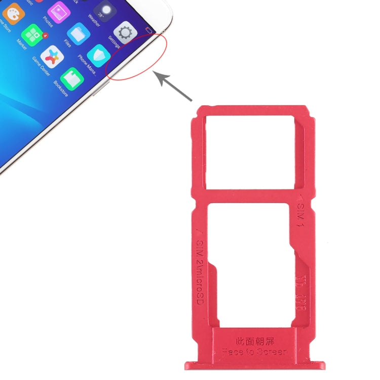 SIM Card Tray and Micro SD Card Tray Replacement Set for OPPO R11 (Red)