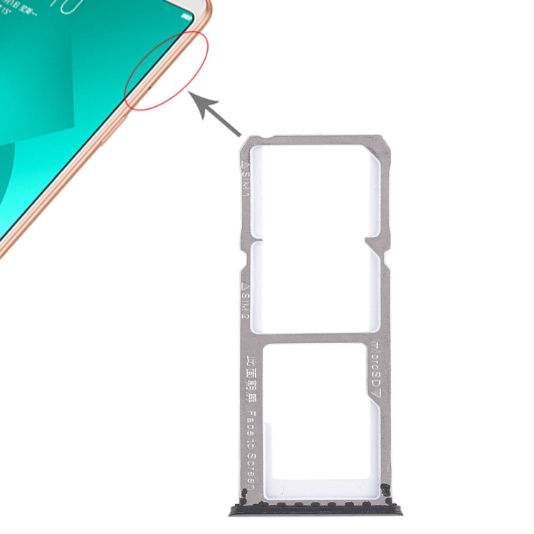 2 x SIM Card Tray + Micro SD Card Tray Kit for OPPO A83 (Black)
