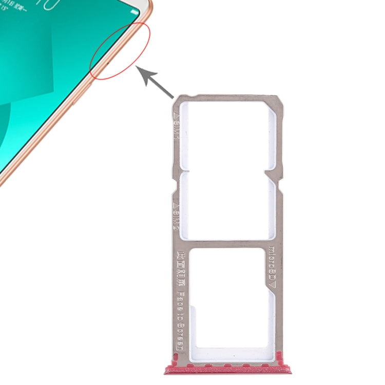 Dual SIM Card Tray and Micro SD Card Tray Replacement Set for OPPO A83 (Red)
