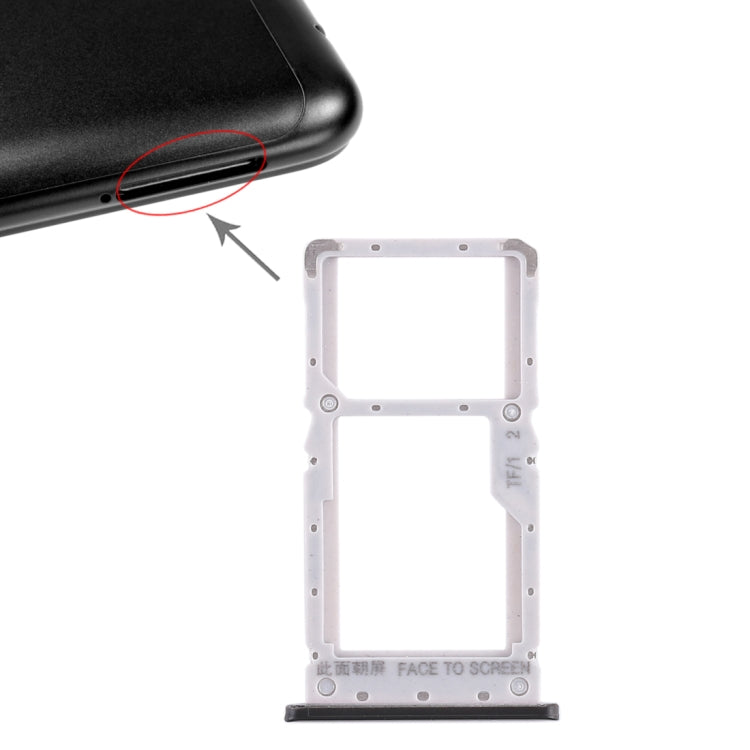 SIM Card Tray and Micro SD Card Tray Replacement for Xiaomi Redmi Note 6 Pro (Black)