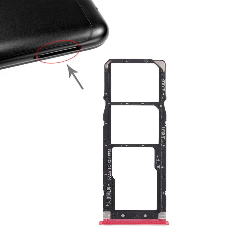 2 x SIM Card Tray + Micro SD Card Tray for Xiaomi Redmi 6 Pro(Red) -> Replacement SIM and Micro SD Card Trays for Xiaomi Redmi 6 Pro