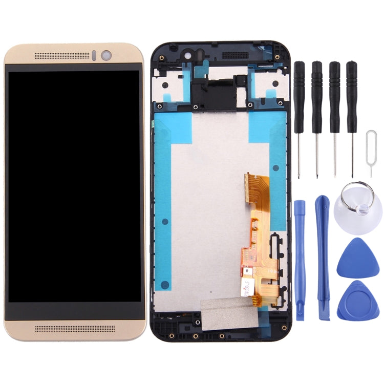 LCD Screen and Digitizer Full Assembly with Frame for HTC One M9 (Gold on Gold) - Replacement Display and Touch Screen Assembly