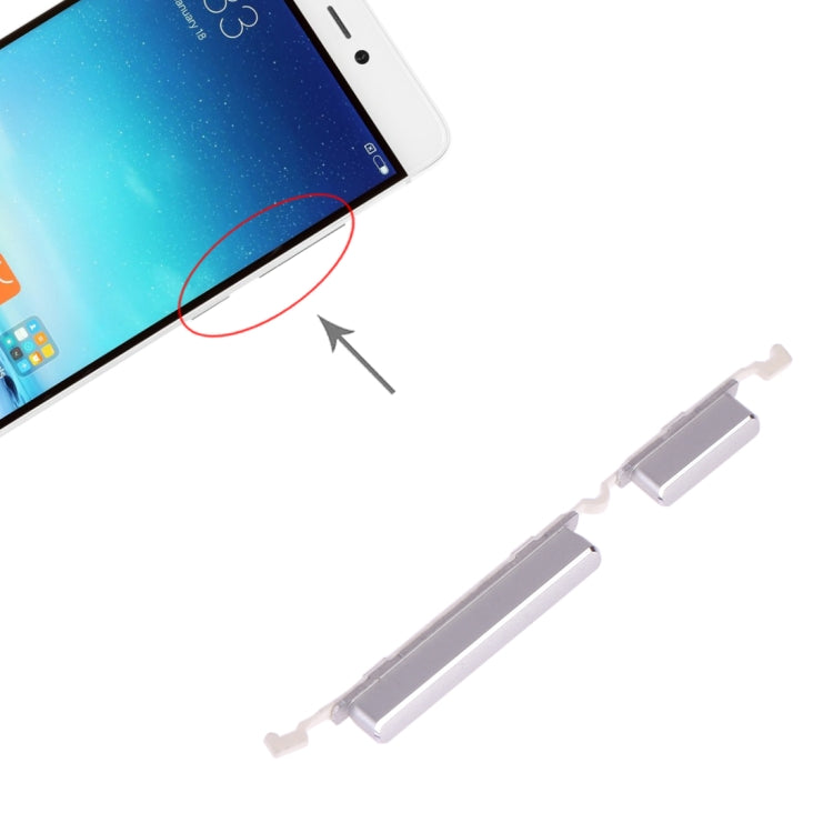 Power Button and Volume Control Button Replacement for Xiaomi Mi 5s (Silver)