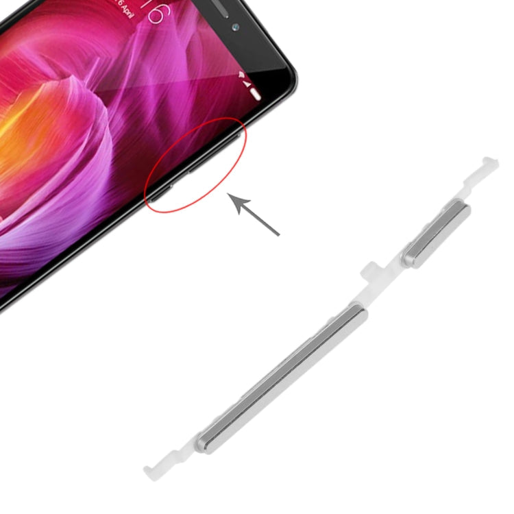 Silver Power and Volume Control Buttons for Xiaomi Redmi Note 4 - Replacement Set