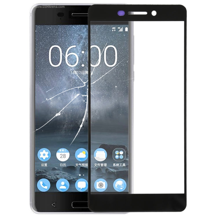 Black Front Screen Outer Glass Lens Replacement for Nokia 6 (2nd Gen)