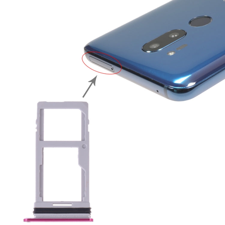 SIM Card Tray and Micro SD Card Tray Replacement for LG G7 ThinQ - Purplish Red