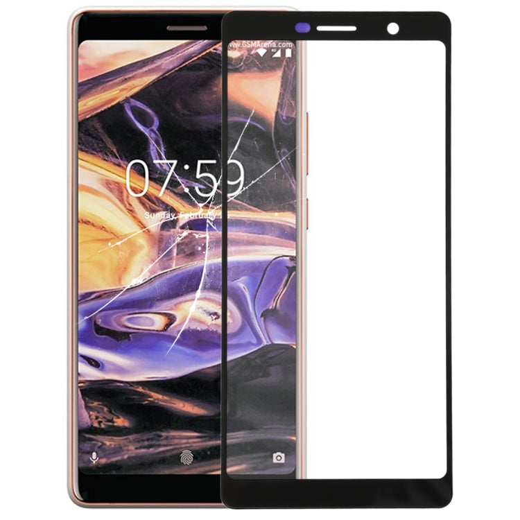Replacement Front Screen Glass Lens for Nokia 7 Plus / E9 Plus (Black)
