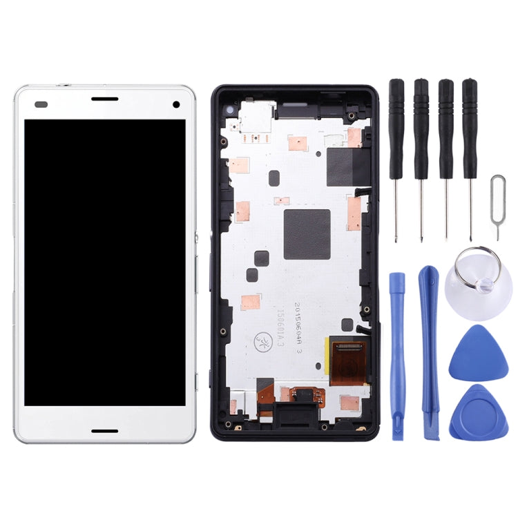 Sony Xperia Z3 Mini Compact White LCD Screen and Digitizer Assembly with Frame