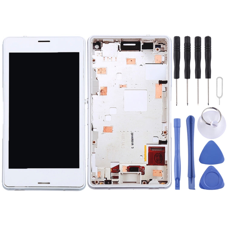 Sony Xperia Z3 Mini Compact White LCD Screen and Digitizer Assembly with Frame