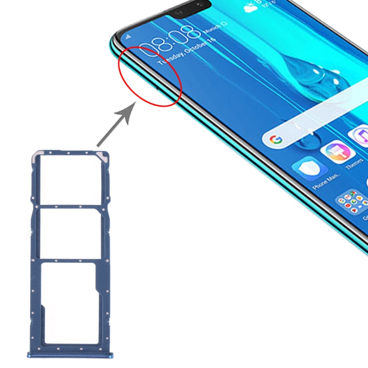 SIM Card Tray and Micro SD Card Tray Replacement for Huawei Y9 (2019) in Blue