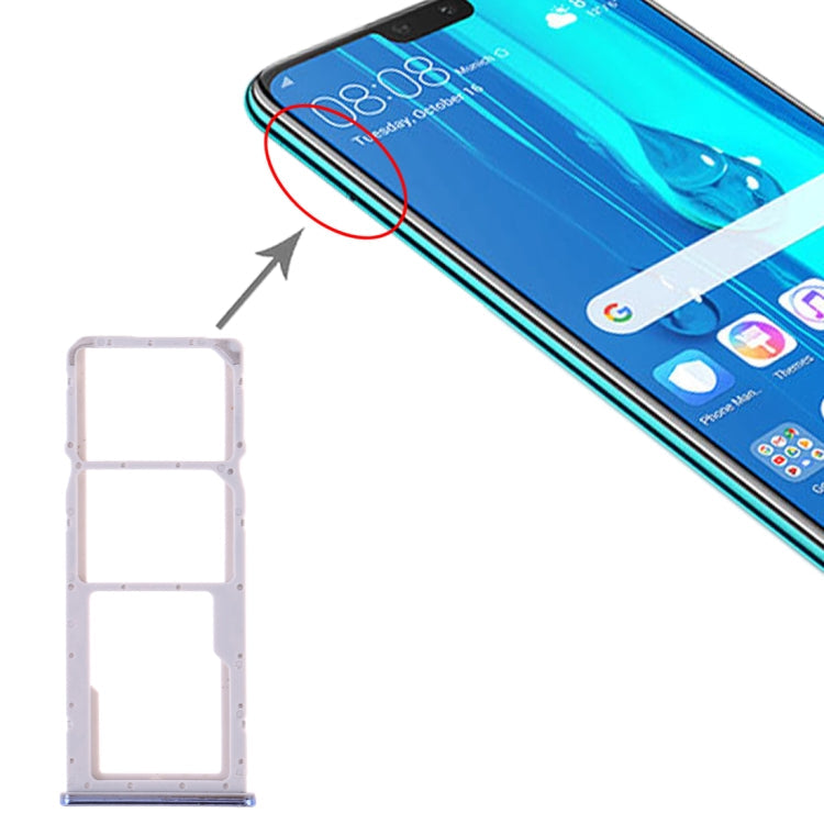 SIM Card Tray, Micro SD Card Tray for Huawei Y9 (2019) - Silver
