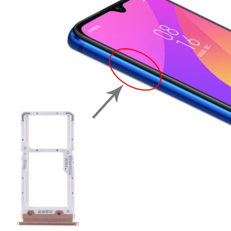 SIM Card Tray and Micro SD Card Tray Replacement for Xiaomi Mi CC9 - Gold