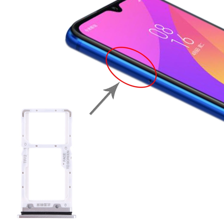 Silver SIM Card Tray with Micro SD Card Tray for Xiaomi Mi CC9