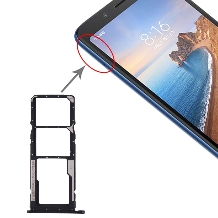 SIM Card Tray, SIM Card Holder, and Micro SD Card Tray for Xiaomi Redmi 7A (Black)