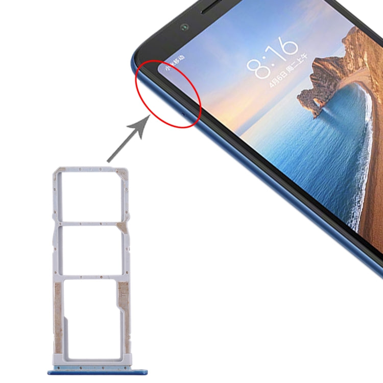 SIM Card Tray Set with Micro SD Card Tray for Xiaomi Redmi 7A (Dark Blue)