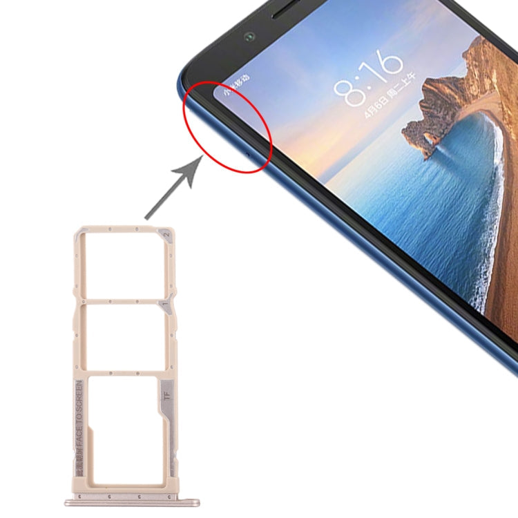SIM Card Tray Set with Micro SD Card Tray for Xiaomi Redmi 7A (Gold)