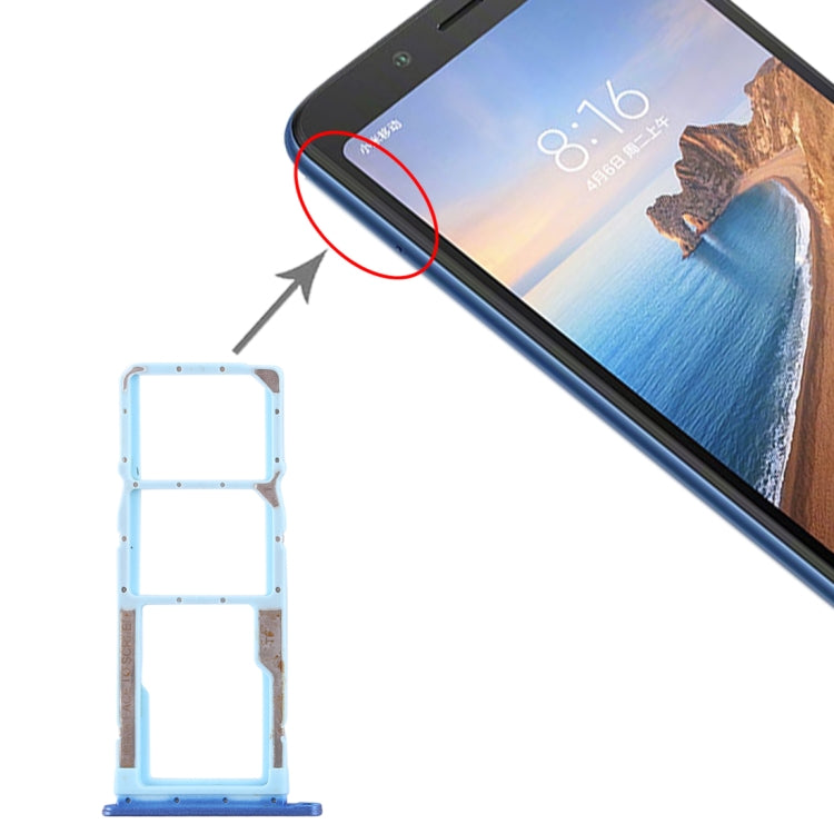 SIM and Micro SD Card Tray Set for Xiaomi Redmi 7A (Blue)