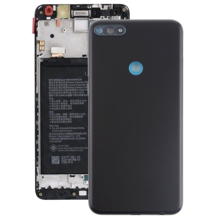 Black Back Cover with Side Keys for Huawei Y7 (2018) - Enhanced Volume and Power Control Access