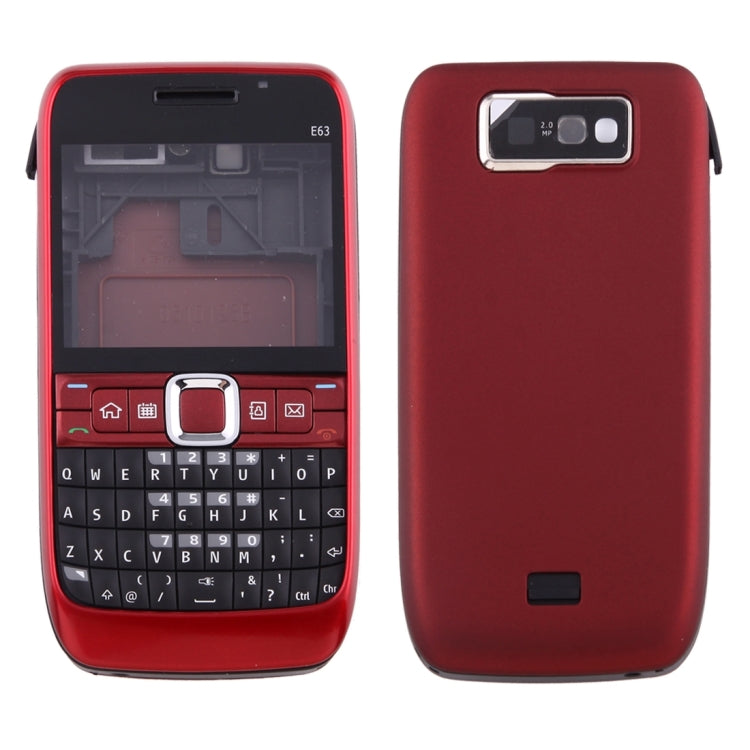 Red Full Housing Cover with Keyboard for Nokia E63
