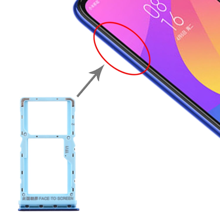 SIM Card Tray + Micro SD Card Tray Replacement for Xiaomi Mi CC9e / Mi A3 (Blue)