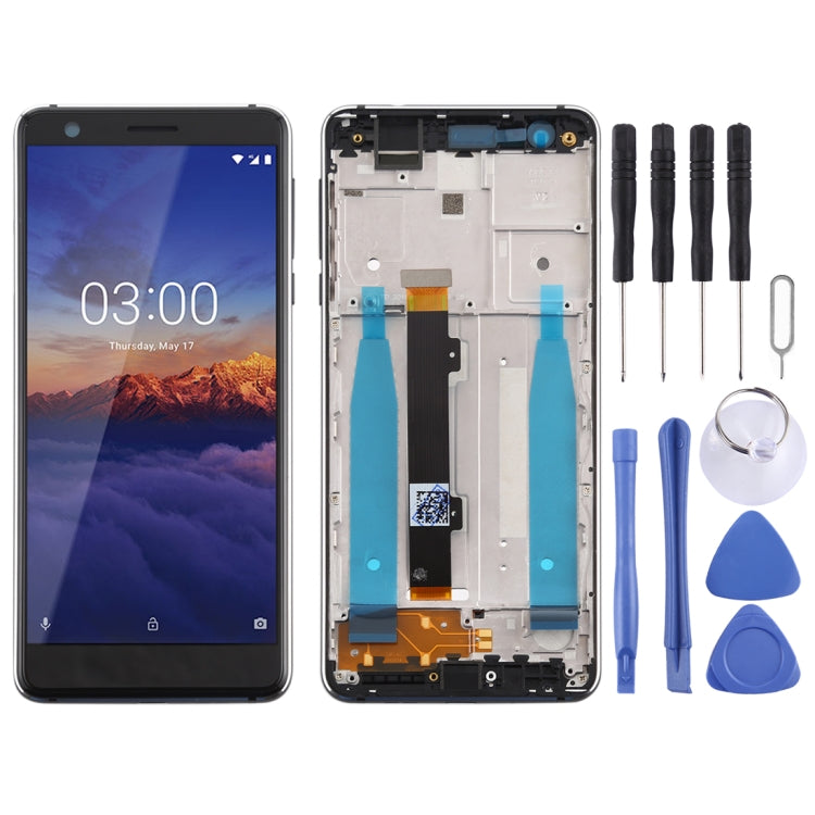 Full Assembly LCD Screen and Digitizer with Frame for Nokia 3.1 TA-1049 TA-1057 TA-1063 TA-1070 (Black) with Side Keys