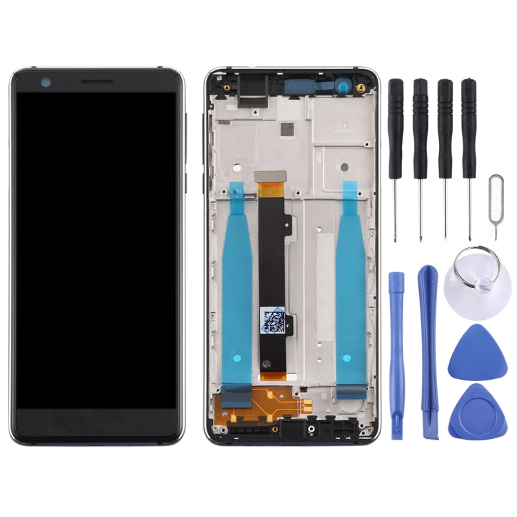 Full Assembly LCD Screen and Digitizer with Frame for Nokia 3.1 TA-1049 TA-1057 TA-1063 TA-1070 (Black) with Side Keys