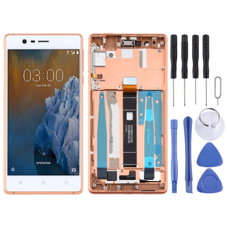 Nokia 3 TA-1032 Gold LCD Screen Replacement with Frame and Side Keys