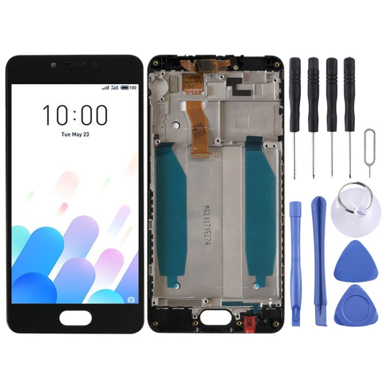 Replacement LCD Display and Touch Screen Digitizer Assembly with Frame for Meizu Meilan A5 / M5c in Black
