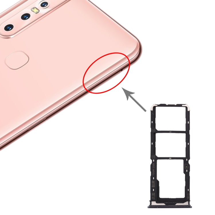 Vivo Y7s SIM Card Tray Set with Micro SD Card Tray (Black)