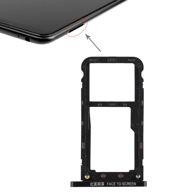 Black SIM Card Tray for Xiaomi Mi Max 3 - Replacement Option