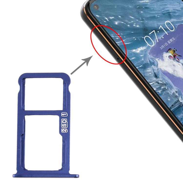 SIM Card Tray and Micro SD Card Tray Replacement for Nokia X7 / 8.1 / 7.1 Plus / TA-1131 (Blue)