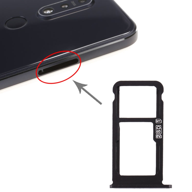 SIM Card Tray and Micro SD Card Tray Replacement for Nokia 7.1 (Black)