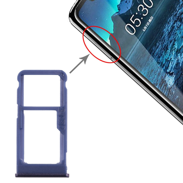 SIM Card Tray and Micro SD Card Tray for Nokia 5.1 Plus/X5 TA-1102 TA-1105 TA-1108 TA-1109 TA-1112 TA-1120 TA-1199 (Blue)