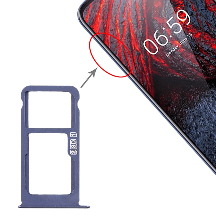 SIM Card Tray + SIM Card/Micro SD Card Tray for Nokia X6 (2018)/TA-1099/6.1 Plus (Blue)