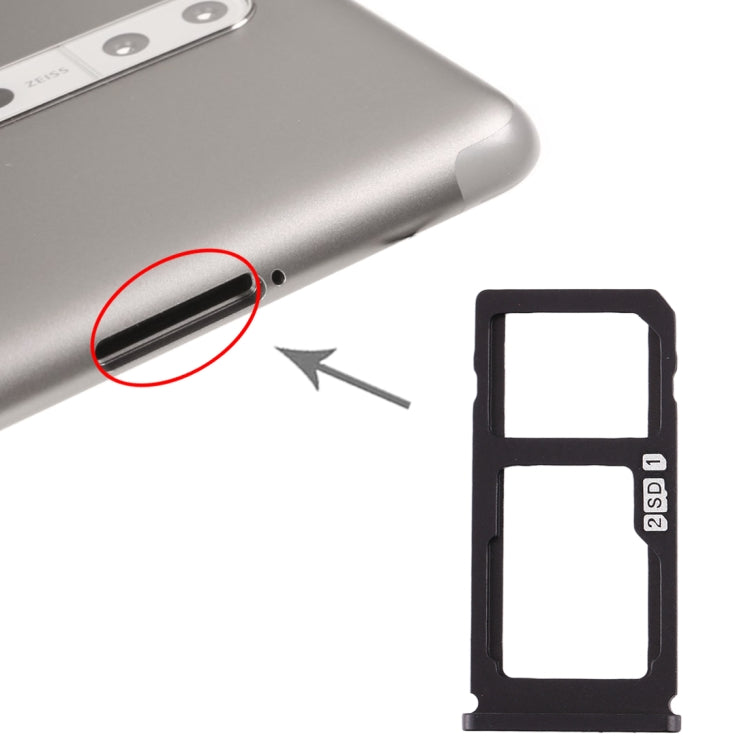 SIM Card Tray + Micro SD Card Tray for Nokia 8/N8 TA-1012 TA-1004 TA-1052 (Black)