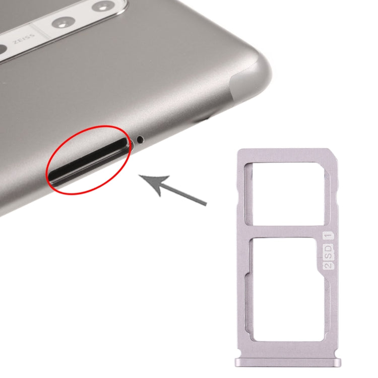 Replacement SIM Card Tray and Micro SD Card Tray for Nokia 8/N8 TA-1012 TA-1004 TA-1052 (Silver)