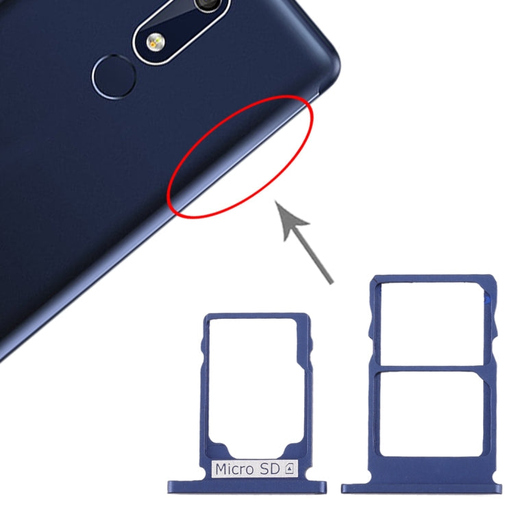 SIM Card Tray Set for Nokia 5.1 TA-1075 (Blue)