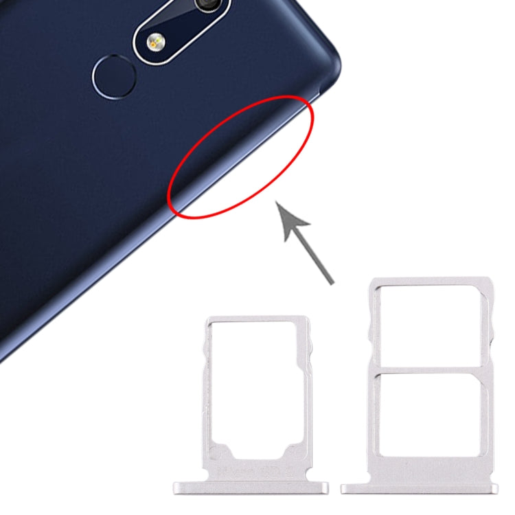SIM Card Tray Set for Nokia 5.1 TA-1075 (White) with Micro SD Card Slot