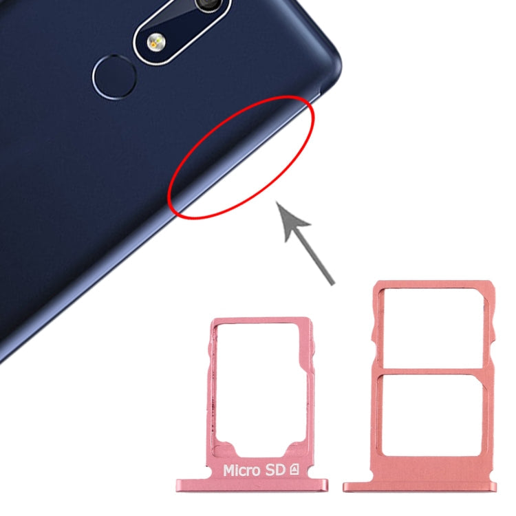 SIM Card Tray Set for Nokia 5.1 TA-1075 (Purplish Red) with Micro SD Card Slot