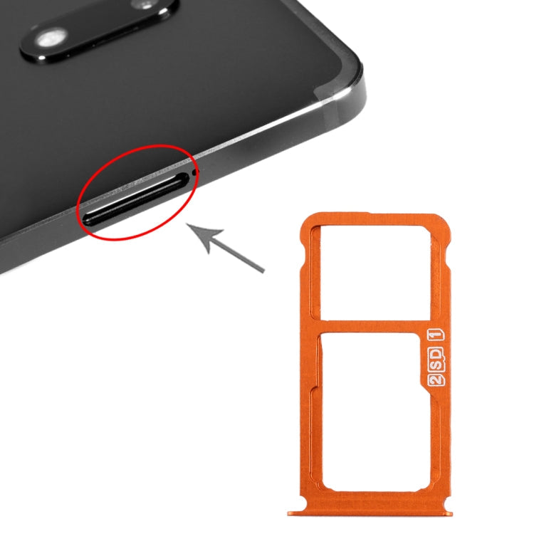 Orange SIM Card Tray and Micro SD Card Tray for Nokia 7 Plus TA-1062