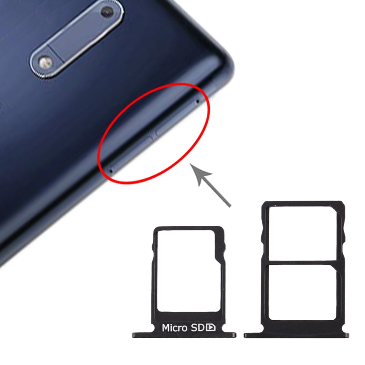 Nokia 5 SIM Card Tray + Micro SD Card Tray (Black)
