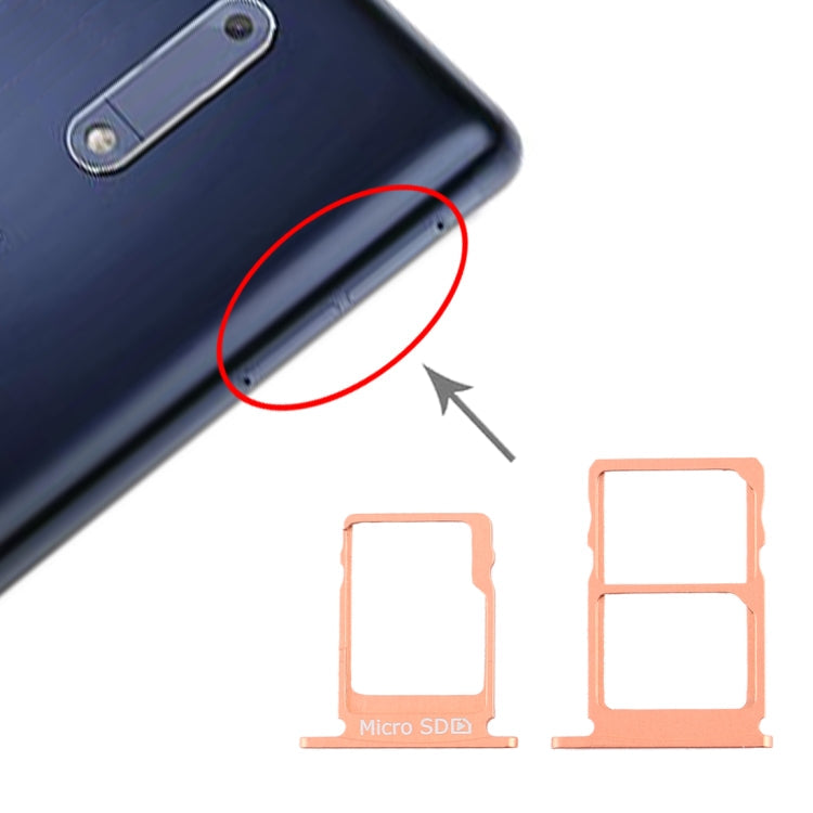 Nokia 5 SIM Card Tray + Micro SD Card Tray Replacement - Orange