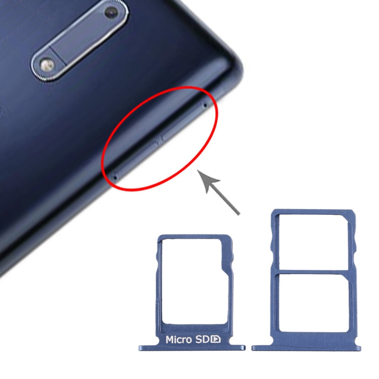 SIM Card Tray + Micro SD Card Tray Combo for Nokia 5 / N5 TA-1024 TA-1027 TA-1044 TA-1053 (Blue)