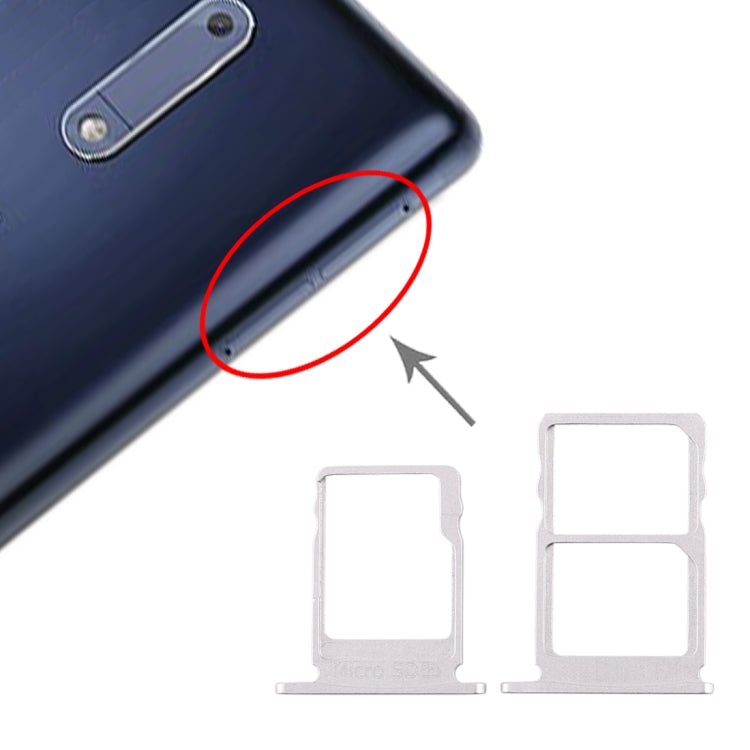 Nokia 5 SIM Card Tray and Micro SD Card Tray Set (White)